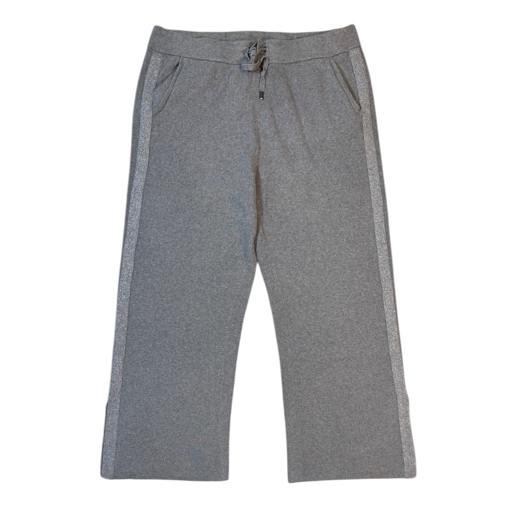 Chico's Zenenergy Womens Size‎ 3 XL Gray Lounge Pants Glitter Stripe Drawstring